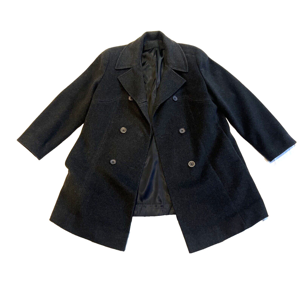 Mint Vintage 60’s Forstmann Wool Peacoat‎ Charcoal Gray Double Breasted USA S 12